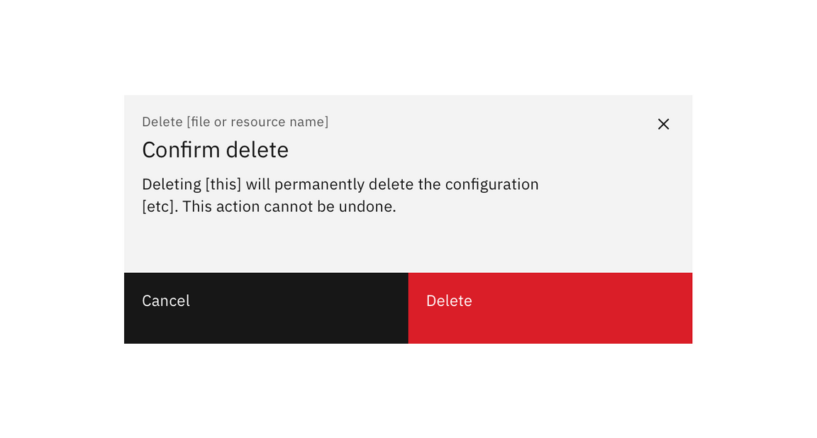 Example of a standard delete modal